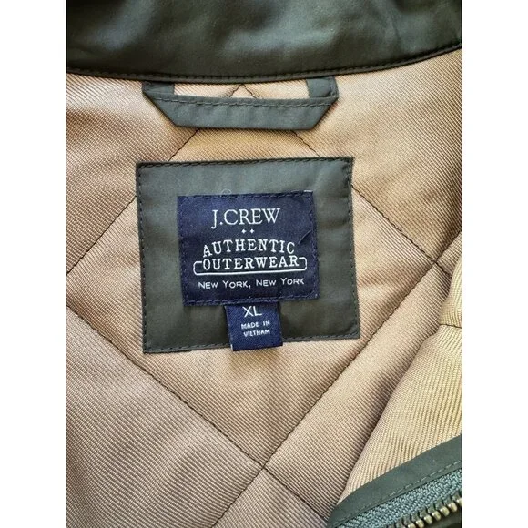 J Crew Mens Walker Vest XL Green Tan Quilted Full Zip Pockets B1930 - Picture 3 of 13